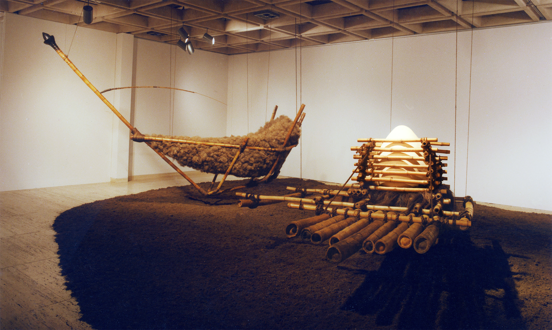 Bird/Boat and Egg/Raft, installation at Art Gallery of NSW, Ross Mellick 1991.